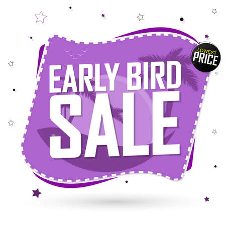Early Bird Sale, banner design template, discount tag, special offer, promo tag, promotion poster, vector illustrationのイラスト素材