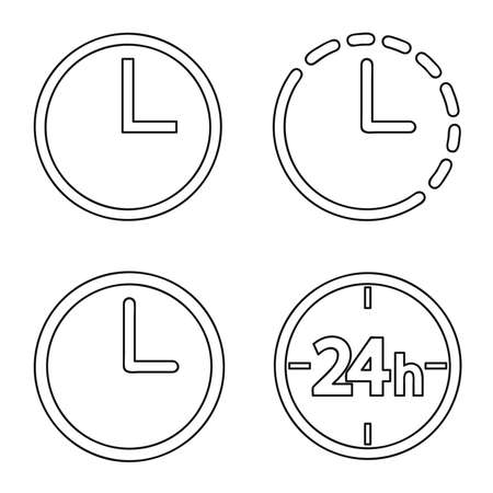 Set clock icons, flat, design template, vector illustrationのイラスト素材