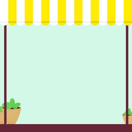 Abstract background with striped shop awning with copy space for text, shopping poster design template, landing page for online store, vector illustrationのイラスト素材