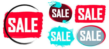 Set Sale banners, discount tags design template, vector illustrationのイラスト素材