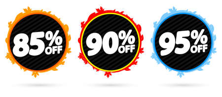 Set sale banners design template, discount tags. Set promo icons for online stores, vector illustrationのイラスト素材