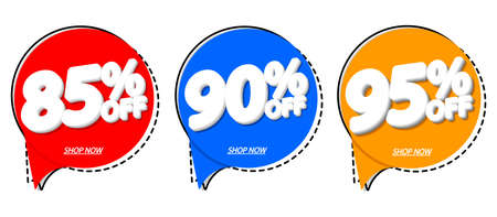 Set sale banners design template, discount tags. Set promo icons for online stores, vector illustrationのイラスト素材