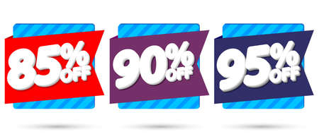 Set sale banners design template, discount tags. Set promo icons for online stores, vector illustrationのイラスト素材