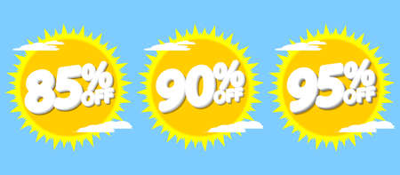 Set sale banners design template, discount tags. Set promo icons for online stores, vector illustrationのイラスト素材