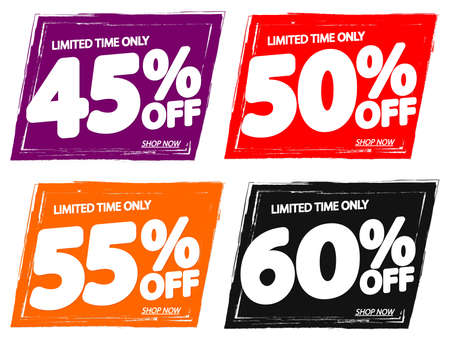 Set Sale banners design template, discount tags, online store promotion icons, vector illustrationのイラスト素材