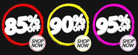 Set sale banners design template, discount tags. Set promo icons for online stores, vector...