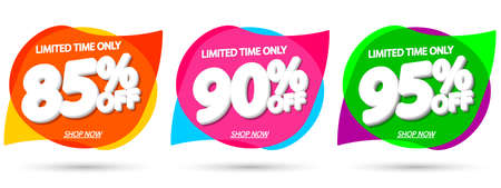 Set sale banners design template, discount tags. Set promo icons for online stores, vector illustrationのイラスト素材