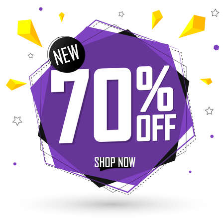 Sale 70% off, banner design template, discount tag, special offer, big deal, lowest price, promotion poster, vector illustrationのイラスト素材