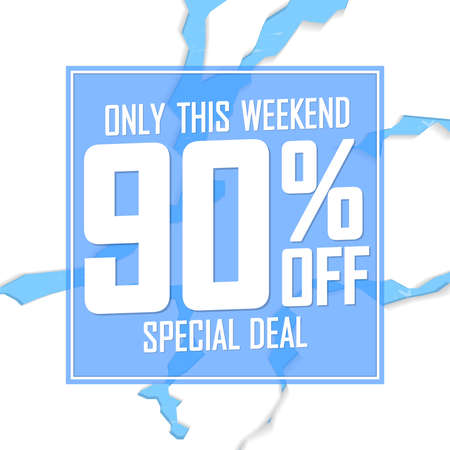 Sale 90% off, poster design template, discount banner, special offer, vector illustration