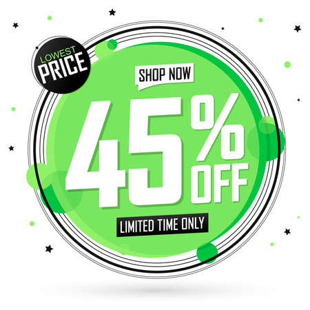 Sale 45% off, banner design template, discount tag, special offer, big deal, lowest price, promotion...