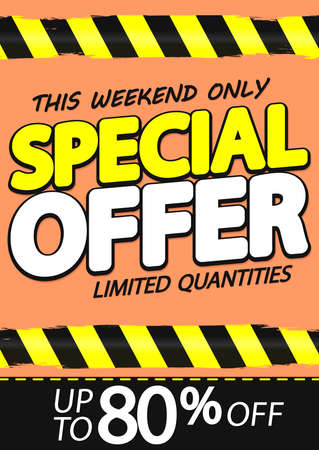 Sale 80% off, poster design template, discount banner, special offer, final deal, limited time only, vector illustrationのイラスト素材
