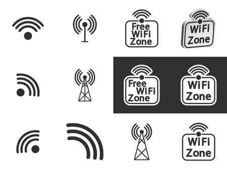 Wi Fi icons, set communication signs, graphic design template, vector illustrationのイラスト素材