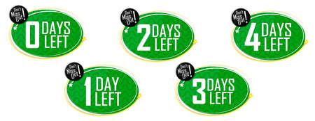 Set countdown tags, 0 up to 4 Days Left, discount banners design template, app icons, don't miss out, vector illustrationのイラスト素材