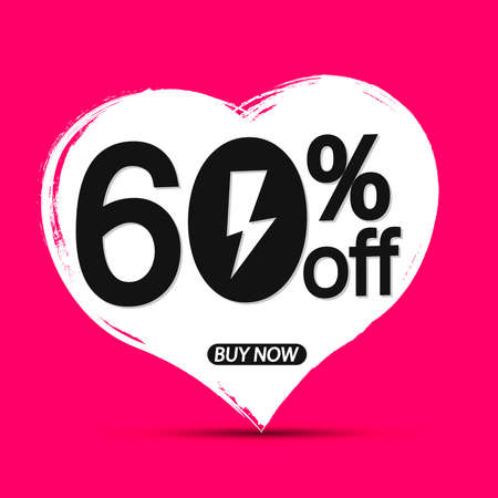 Sale 60% off, banner design template, discount tag, vector illustrationのイラスト素材