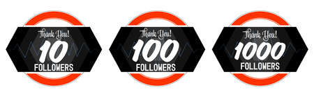 Set of Followers thank you banners design template, graphic icons for social media, vector illustration.のイラスト素材