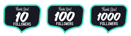 Set of Followers thank you banners design template, graphic icons for social media, vector illustration.のイラスト素材