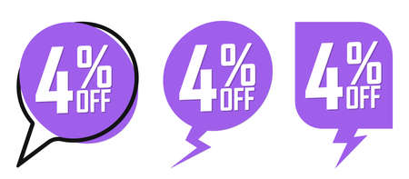 Set Sale 4% off banners, discount tags design template, promo app icons, extra deals, vector illustrationのイラスト素材