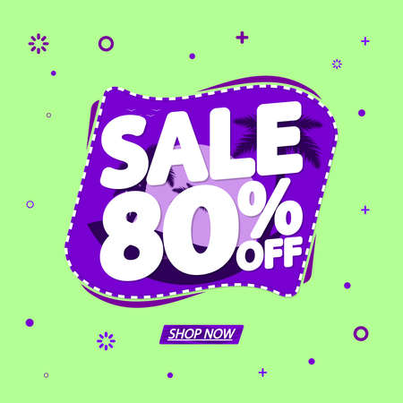 Sale 80% off, banner design template, discount tag, special offer, big deal, lowest price, promotion poster, vector illustrationのイラスト素材