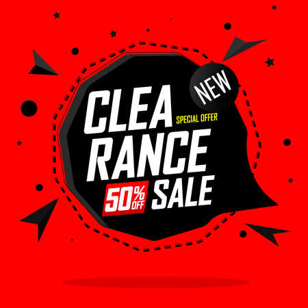 Clearance Sale, up to 50% off, banner design template, discount tag, promo tag, promotion poster, vector illustrationのイラスト素材