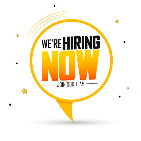 We are Hiring Now, banner design template, join our team, vector illustrationのイラスト素材