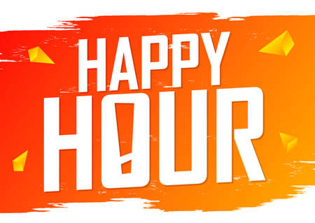 Happy Hour, poster design template, sale banner, vector illustrationのイラスト素材