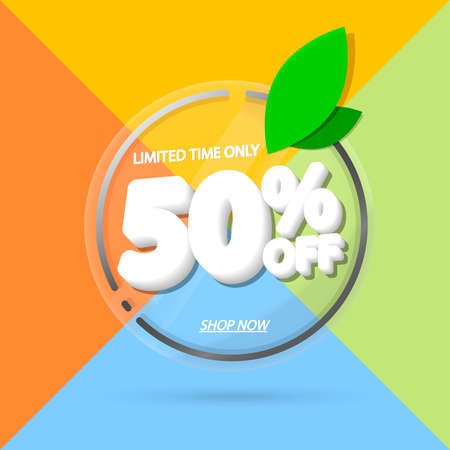 Sale 50% off, banner design template, discount tag, app icon, vector illustrationのイラスト素材