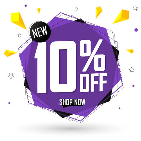 Sale 10% off, discount banner design template, promo tag, vector illustrationのイラスト素材