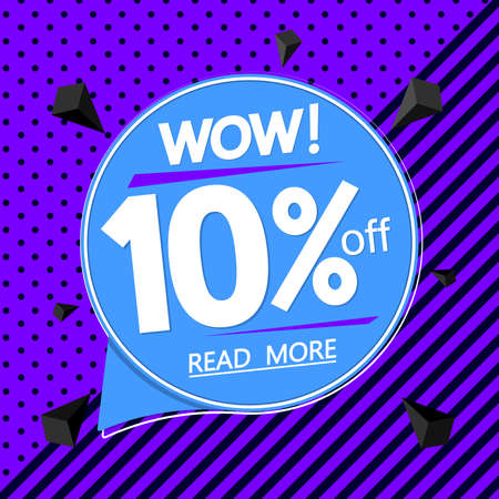 Sale 10% off, discount banner design template, promo tag, vector illustration
