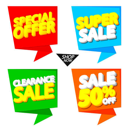Set Sale banners design template, discount tags, online store promotion icons, vector illustrationのイラスト素材