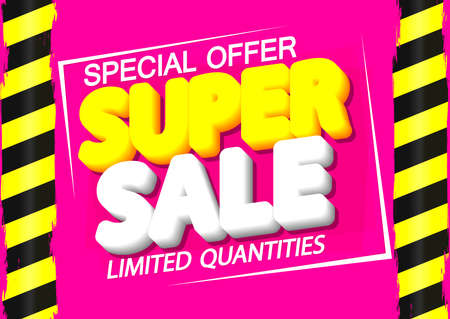 Super Sale, poster design template, discount banner, vector illustration