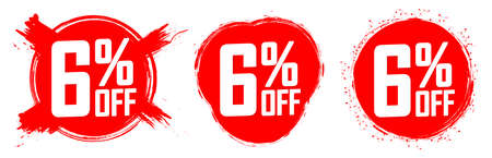 Set Sale 6% off speech bubble banners, discount tags design template, app icons, vector illustration