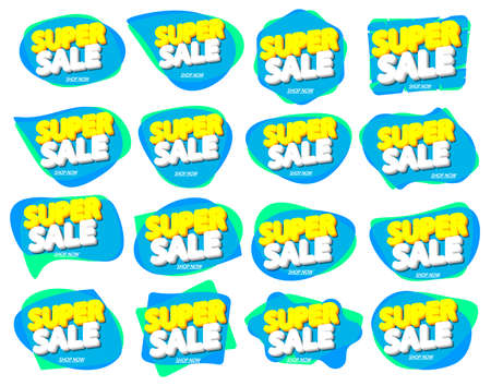 Set Super Sale banners, discount tags design template, vector illustrationのイラスト素材