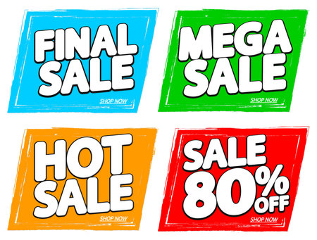 Set Sale banners design template, discount tags, final offer 80% off, vector illustrationのイラスト素材