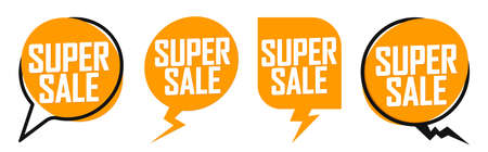 Set Super Sale banners, discount tags design template, vector illustrationのイラスト素材