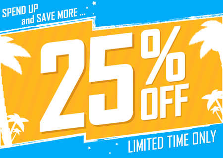 Sale 25% off, poster design template, discount banner, vector illustrationのイラスト素材