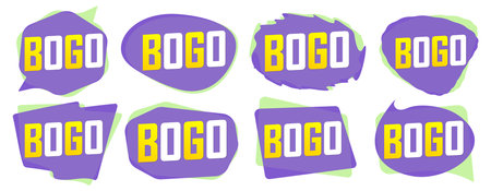 BOGO tags, set sale banners design template, discount badge collection, vector illustration