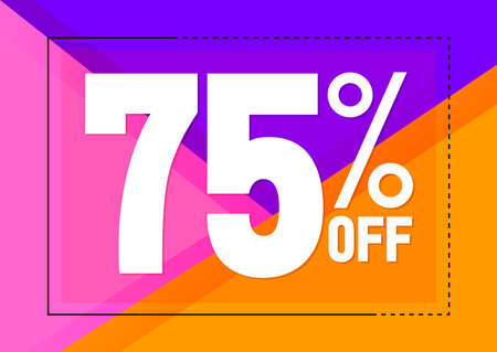 Sale 75% off, poster design template, discount banner, final offer, vector illustrationのイラスト素材