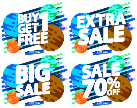 Set Sale banners design template, discount tags, great offers, vector illustrationのイラスト素材