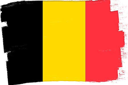 Flag of Belgium, banner with grunge brush, vector illustrationのイラスト素材
