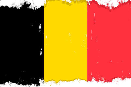 Flag of Belgium, banner with grunge brush, vector illustrationのイラスト素材