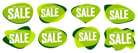 Set Pre-Order Sale banners design template, discount tags, vector illustrationのイラスト素材
