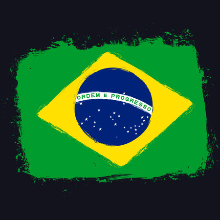 Flag of Brazil, banner with grunge brushのイラスト素材