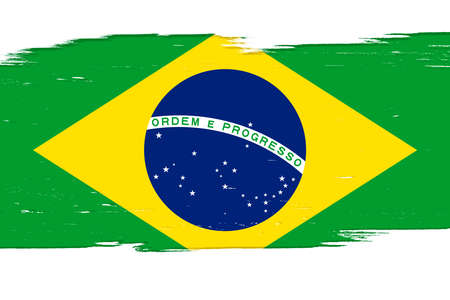 Flag of Brazil, banner with grunge brushのイラスト素材