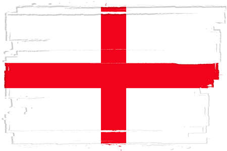 Flag of England, banner with grunge brush, vector illustration. Background in national original colors.のイラスト素材
