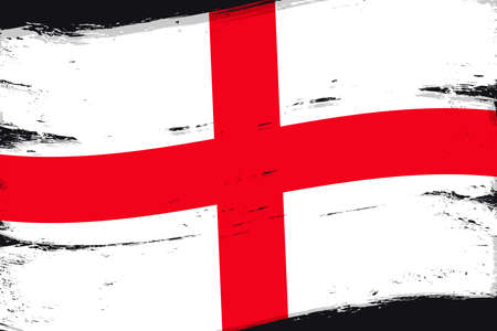 Flag of England, banner with grunge brush, vector illustration. Background in national original colors.のイラスト素材