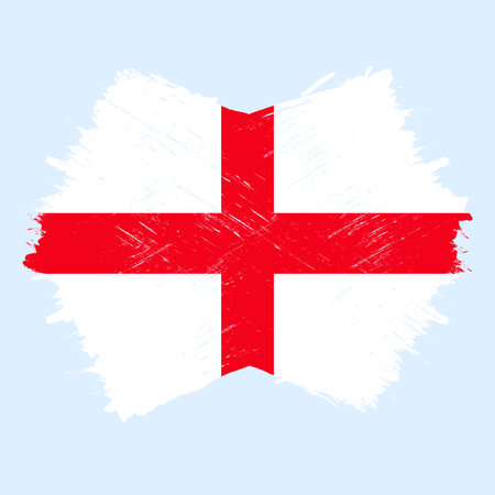 Flag of England, banner with grunge brush, vector illustration. Background in national original colors.のイラスト素材