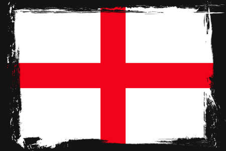 Flag of England, banner with grunge brush, vector illustration. Background in national original colors.のイラスト素材