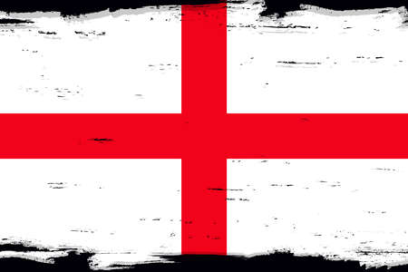 Flag of England, banner with grunge brush, vector illustration. Background in national original colors.のイラスト素材