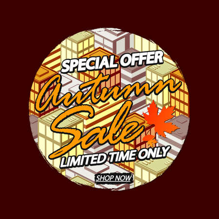 Autumn Sale, discount poster design template. Promotion banner for shop or online store, vector illustration.のイラスト素材