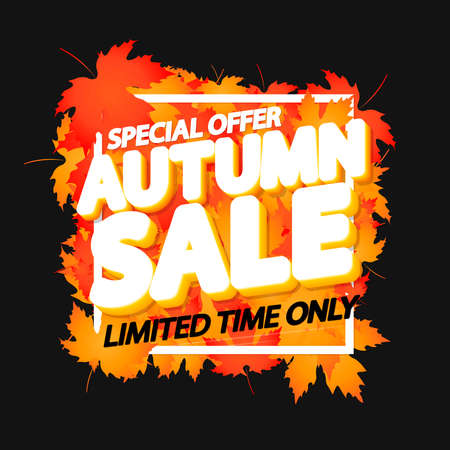Autumn Sale, discount poster design template. Promotion banner for shop or online store, vector illustration.のイラスト素材